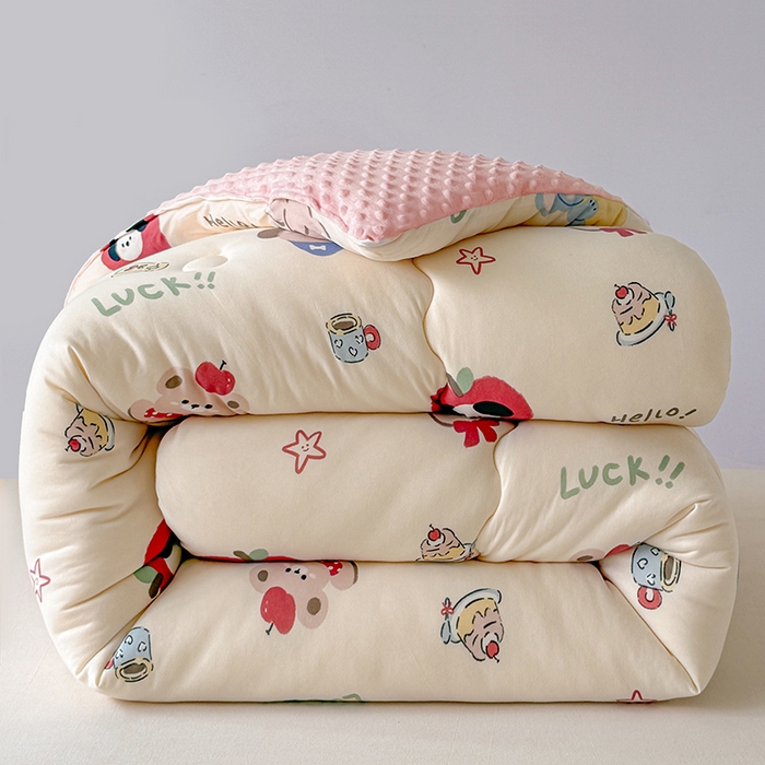 91家纺网 家纺一手货源 找家纺 天瑜家纺 2025新款针织棉豆豆绒大豆被冬被被子被芯 幸运狗