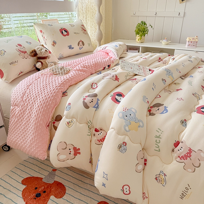 91家纺网 家纺一手货源 找家纺 天瑜家纺 2025新款针织棉豆豆绒大豆被冬被被子被芯 幸运狗