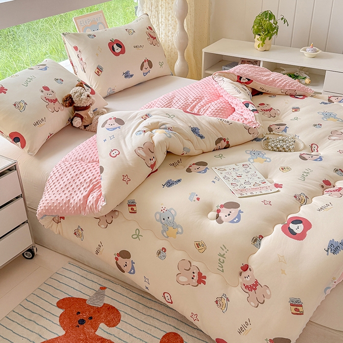 91家纺网 家纺一手货源 找家纺 天瑜家纺 2025新款针织棉豆豆绒大豆被冬被被子被芯 幸运狗