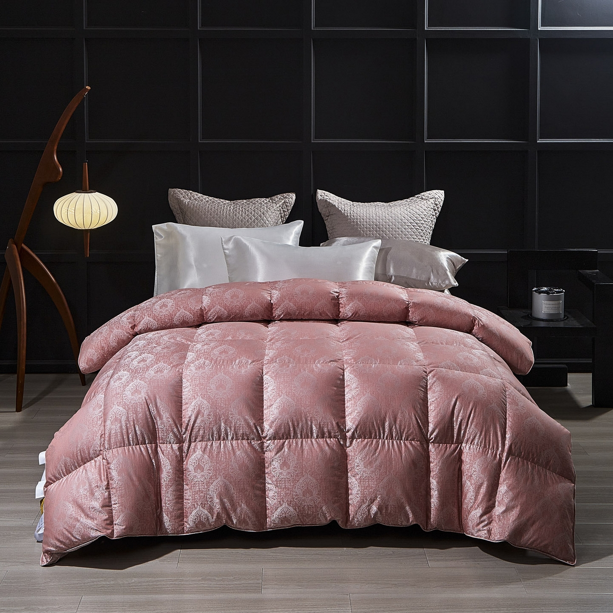 91家纺网 家纺一手货源 找家纺 暖羽屋羽绒馆 2025新款绒子含量95鸭绒  莫代尔混纺95白鸭绒被双人鸭绒 b面 羽绒被子冬被芯 玫瑰物语 B面效果