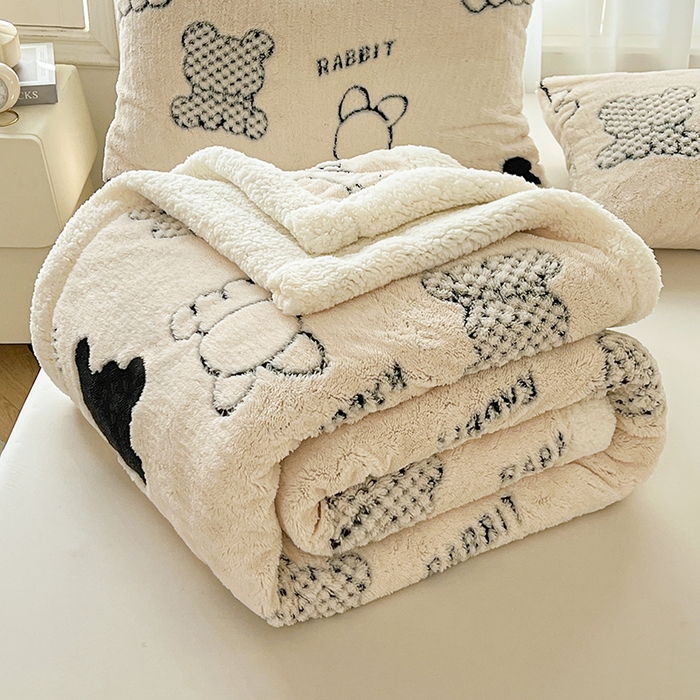 91家纺网 家纺一手货源 找家纺 （总）欧邦 2025新款A类舒棉绒毛毯盖毯毯子-可可熊