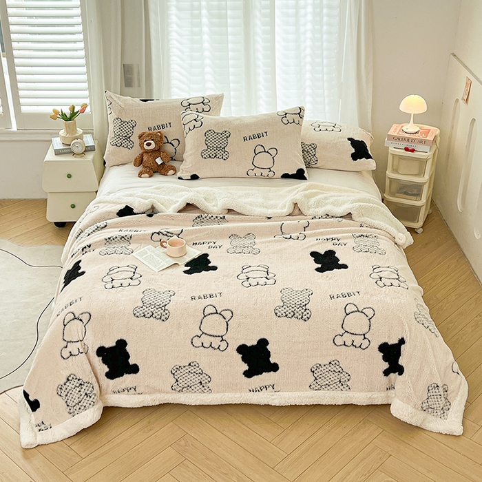 91家纺网 家纺一手货源 找家纺 （总）欧邦 2025新款A类舒棉绒毛毯盖毯毯子-可可熊