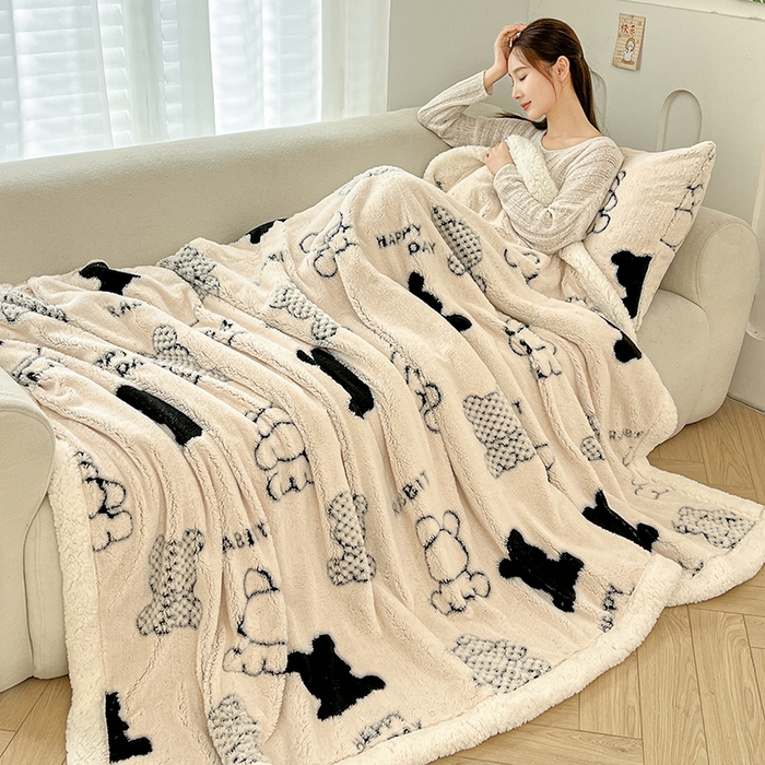 （总）欧邦 2025新款A类舒棉绒毛毯盖毯毯子-可可熊