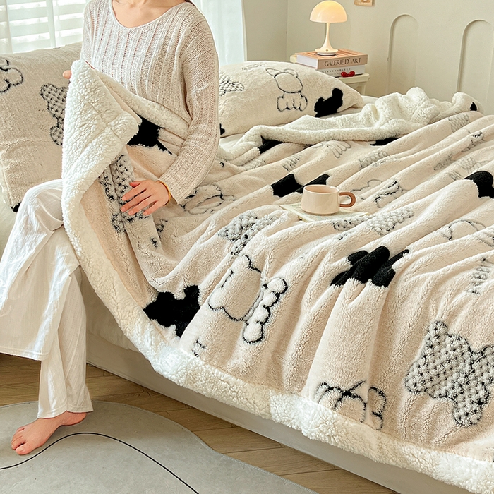 91家纺网 家纺一手货源 找家纺 （总）欧邦 2025新款A类舒棉绒毛毯盖毯毯子-可可熊