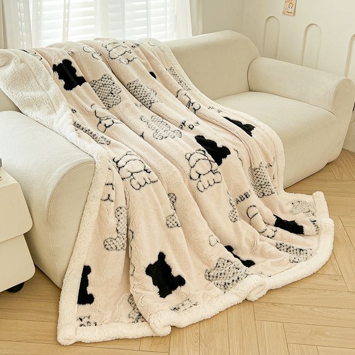 91家纺网 家纺一手货源 找家纺 （总）欧邦 2025新款A类舒棉绒毛毯盖毯毯子-可可熊