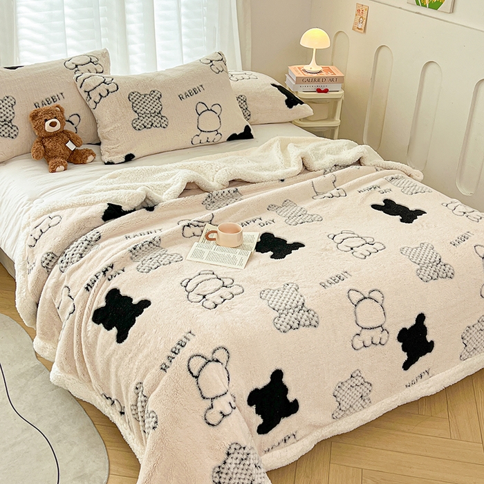 91家纺网 家纺一手货源 找家纺 （总）欧邦 2025新款A类舒棉绒毛毯盖毯毯子-可可熊