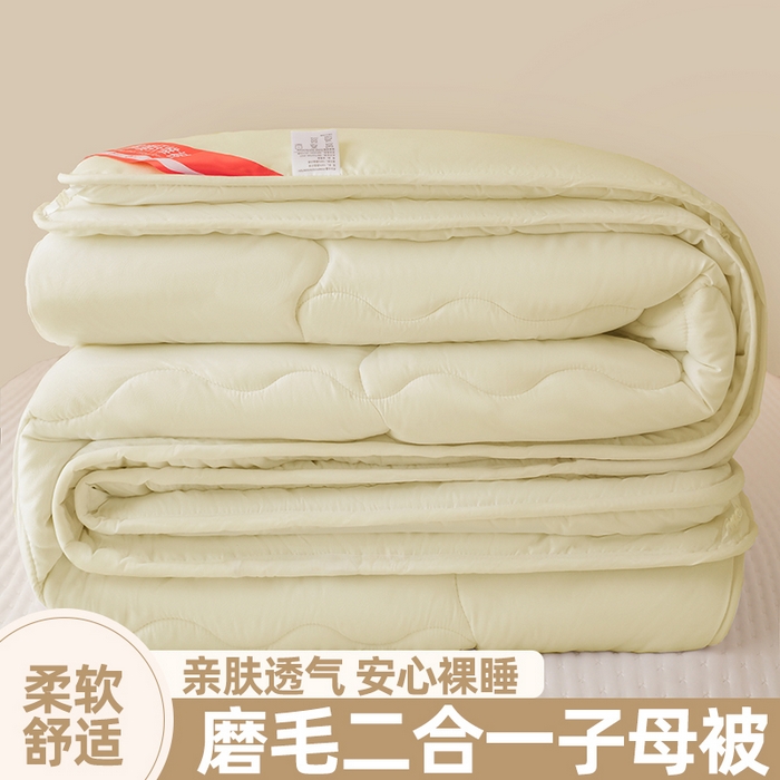 91家纺网 家纺一手货源 找家纺 （总）天瑜家纺 2025新款磨毛冬被二合一子母被被子被芯
