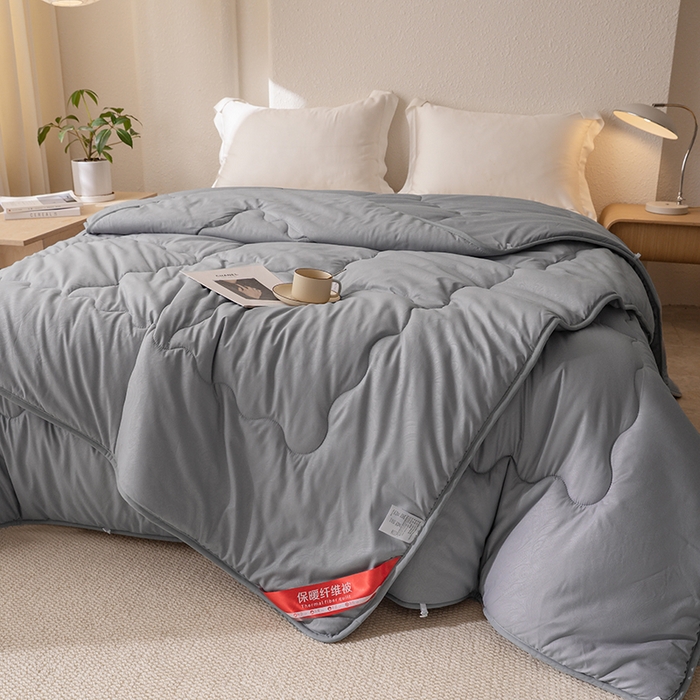 91家纺网 家纺一手货源 找家纺 天瑜家纺 2025新款磨毛冬被二合一子母被被子被芯 蓝灰色