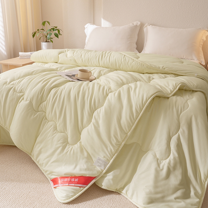 91家纺网 家纺一手货源 找家纺 天瑜家纺 2025新款磨毛冬被二合一子母被被子被芯 米黄色