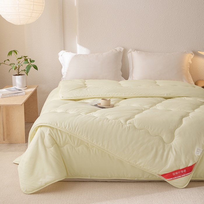 91家纺网 家纺一手货源 找家纺 天瑜家纺 2025新款磨毛冬被二合一子母被被子被芯 米黄色