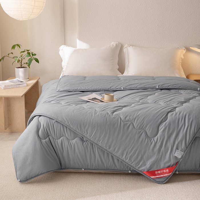 91家纺网 家纺一手货源 找家纺 天瑜家纺 2025新款磨毛冬被二合一子母被被子被芯 蓝灰色