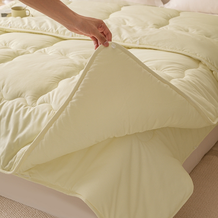 91家纺网 家纺一手货源 找家纺 天瑜家纺 2025新款磨毛冬被二合一子母被被子被芯 米黄色