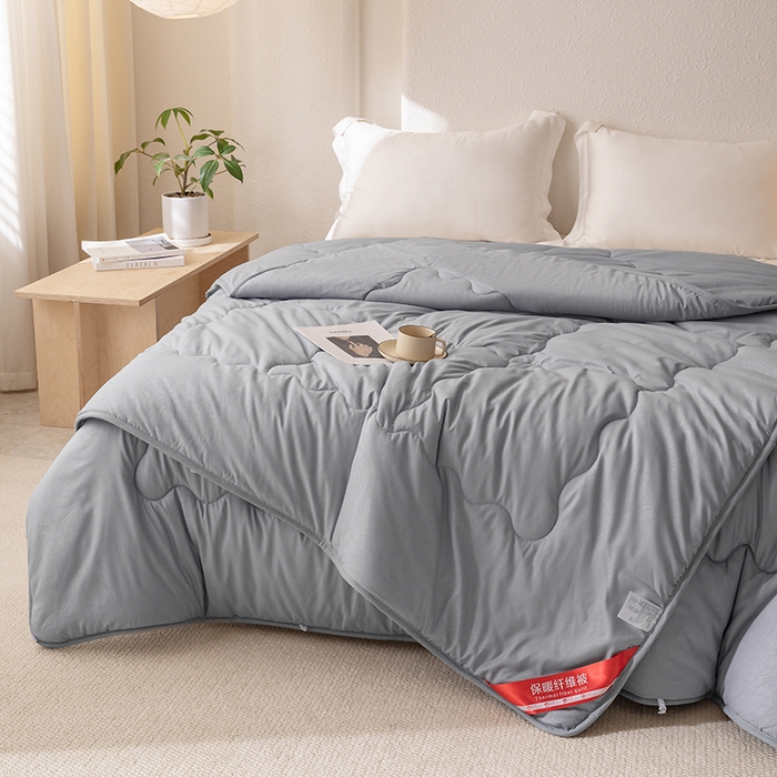 91家纺网 家纺一手货源 找家纺 天瑜家纺 2025新款磨毛冬被二合一子母被被子被芯 蓝灰色