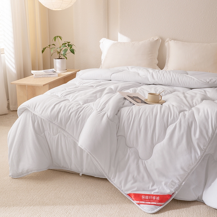 91家纺网 家纺一手货源 找家纺 天瑜家纺 2025新款磨毛冬被二合一子母被被子被芯 白色