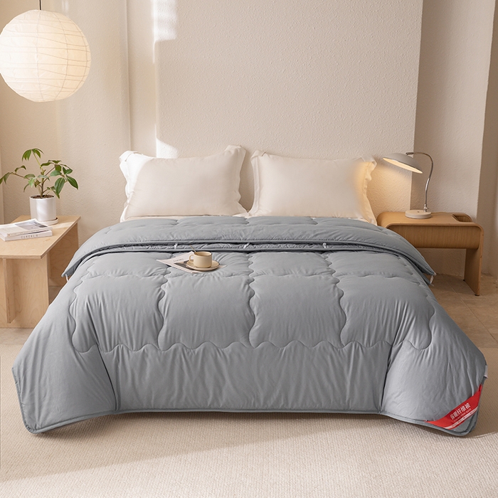 91家纺网 家纺一手货源 找家纺 天瑜家纺 2025新款磨毛冬被二合一子母被被子被芯 蓝灰色