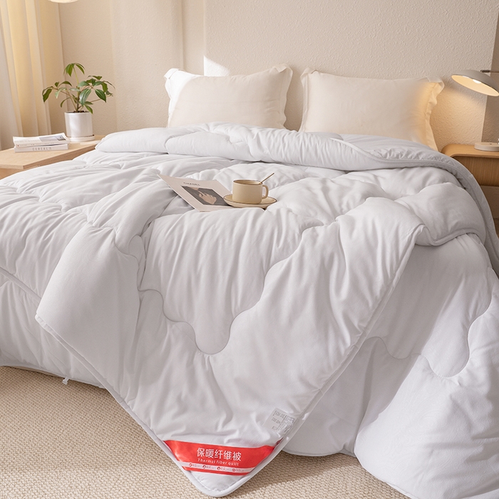 91家纺网 家纺一手货源 找家纺 天瑜家纺 2025新款磨毛冬被二合一子母被被子被芯 白色