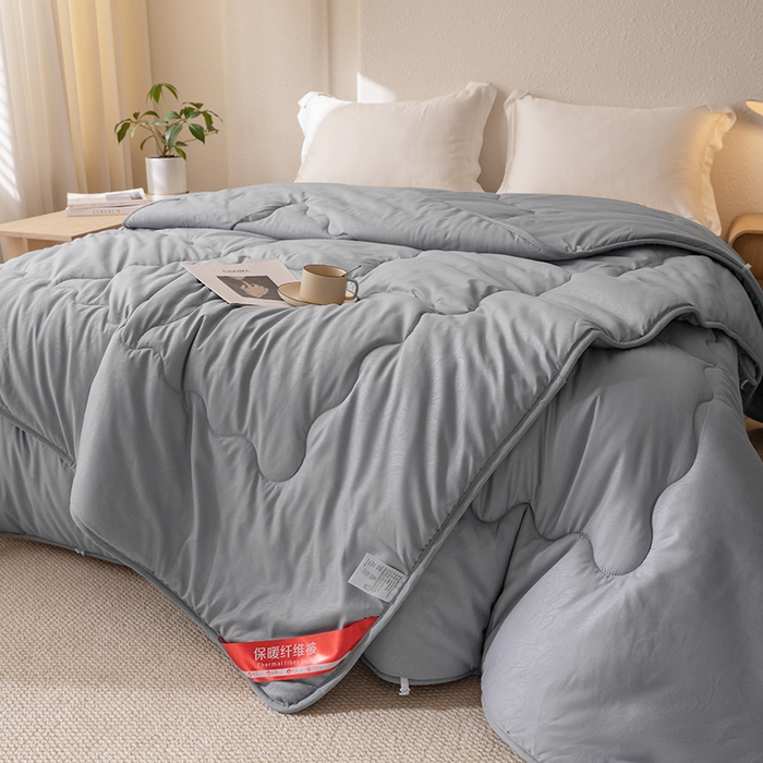91家纺网 家纺一手货源 找家纺 天瑜家纺 2025新款磨毛冬被二合一子母被被子被芯 蓝灰色