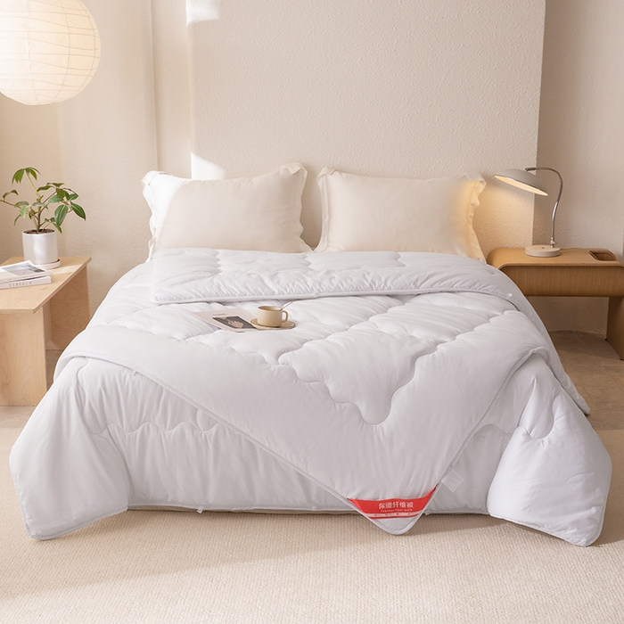 91家纺网 家纺一手货源 找家纺 天瑜家纺 2025新款磨毛冬被二合一子母被被子被芯 白色