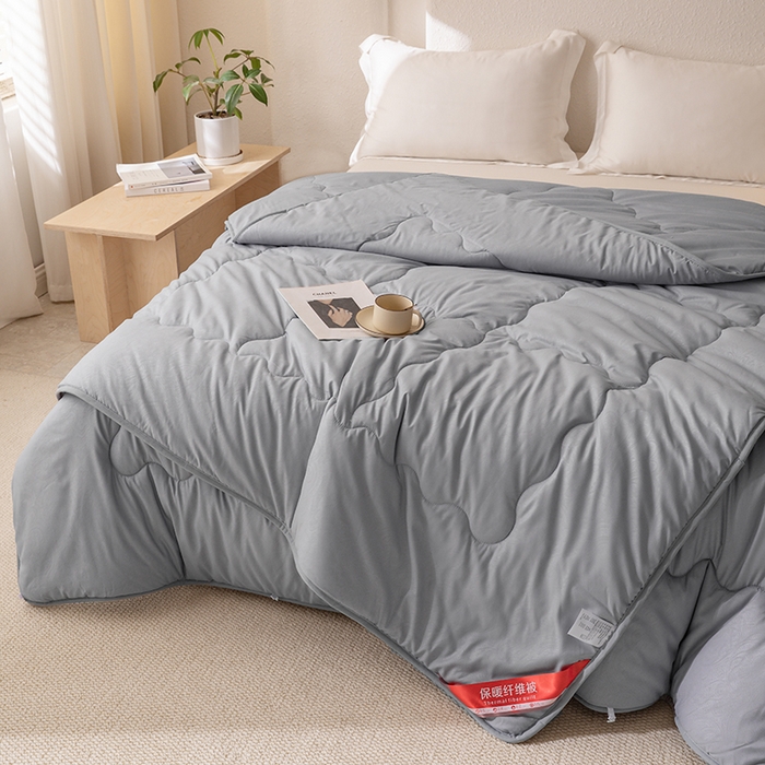 91家纺网 家纺一手货源 找家纺 天瑜家纺 2025新款磨毛冬被二合一子母被被子被芯 蓝灰色