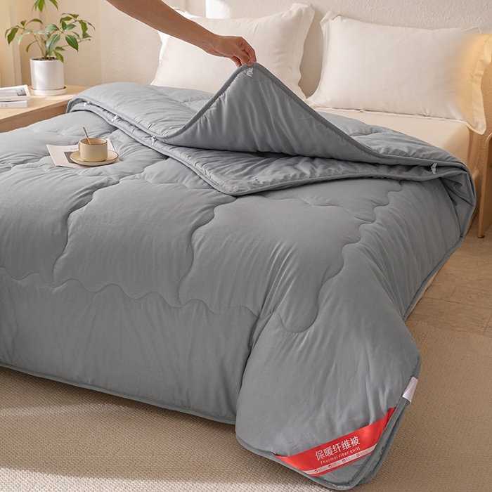 91家纺网 家纺一手货源 找家纺 天瑜家纺 2025新款磨毛冬被二合一子母被被子被芯 蓝灰色