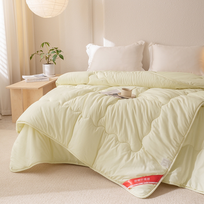 91家纺网 家纺一手货源 找家纺 天瑜家纺 2025新款磨毛冬被二合一子母被被子被芯 米黄色