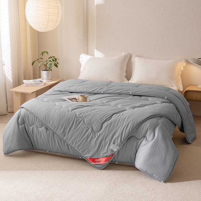 91家纺网 家纺一手货源 找家纺 天瑜家纺 2025新款磨毛冬被二合一子母被被子被芯 蓝灰色