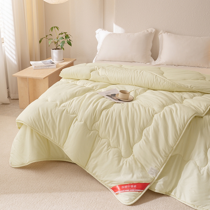 91家纺网 家纺一手货源 找家纺 天瑜家纺 2025新款磨毛冬被二合一子母被被子被芯 米黄色