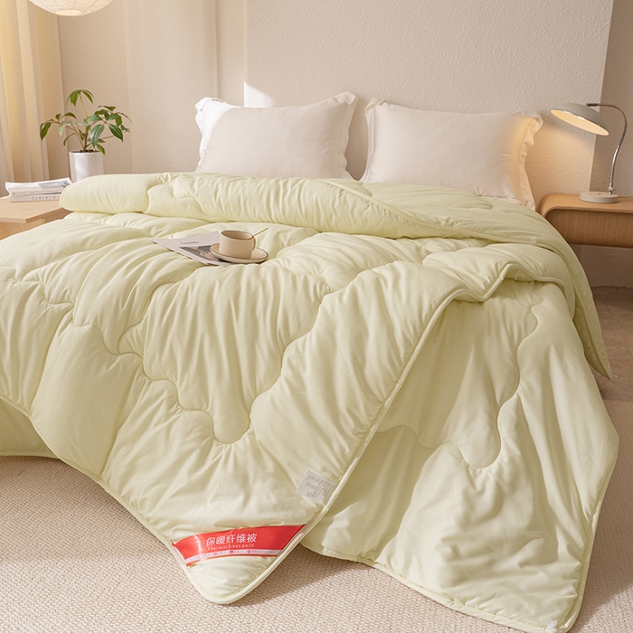 91家纺网 家纺一手货源 找家纺 天瑜家纺 2025新款磨毛冬被二合一子母被被子被芯 米黄色