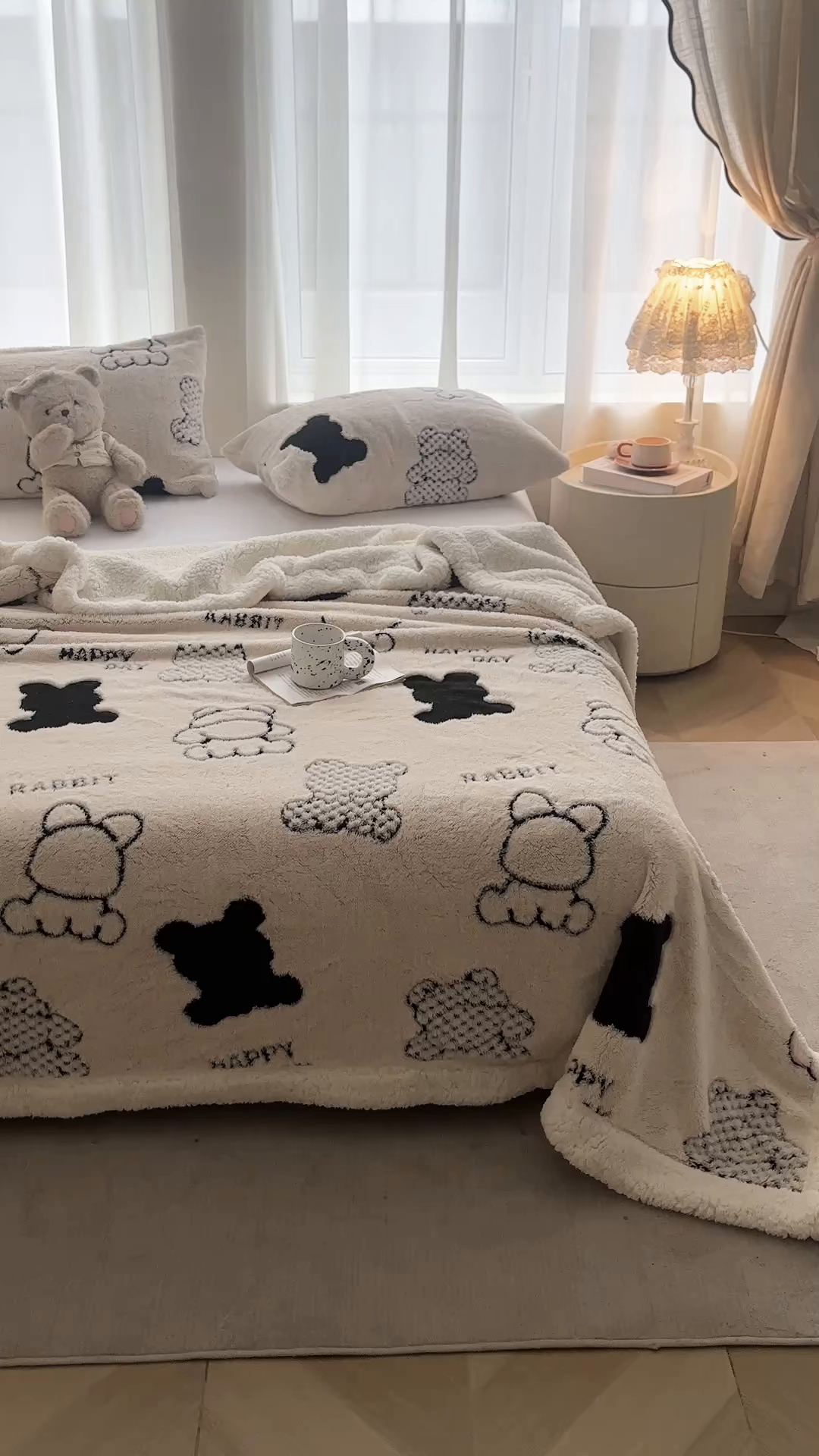 91家纺网 家纺一手货源 找家纺 （总）欧邦 2025新款A类舒棉绒毛毯盖毯毯子-可可熊