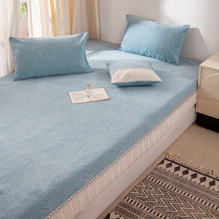 91家纺网 家纺一手货源 找家纺 （总）峻杨 2025新款雪尼尔榻榻米炕盖防滑颗粒大床单防滑耐磨机洗定制尺寸-清馨梦圆