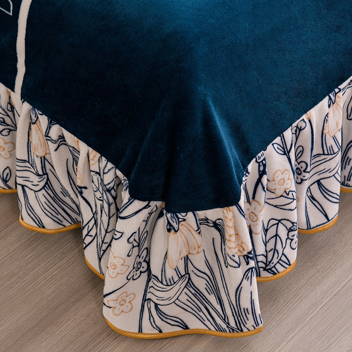 91家纺网 家纺一手货源 找家纺 赫本 2025新品8斤爆品牛奶绒四件套床裙款金雕绒法莱绒四套件 浪漫生活