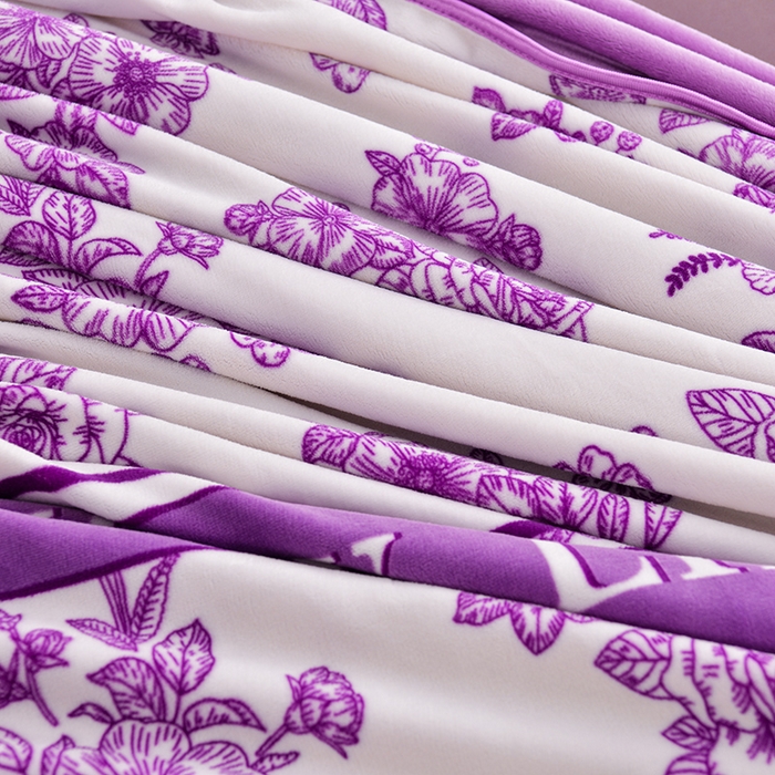 91家纺网 家纺一手货源 找家纺 赫本 2025新品8斤爆品牛奶绒四件套床裙款金雕绒法莱绒四套件 曼妙花语