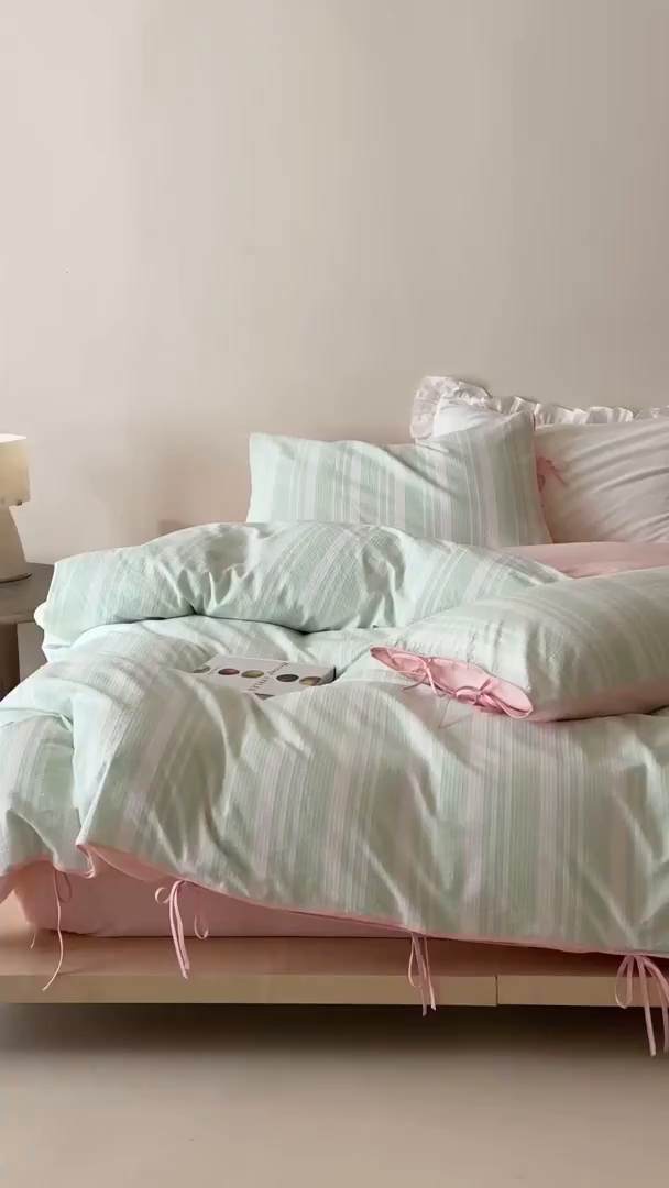 91家纺网 家纺一手货源 找家纺 （总）玛奇朵 2025新款韩系少女全棉立体提花四件套-