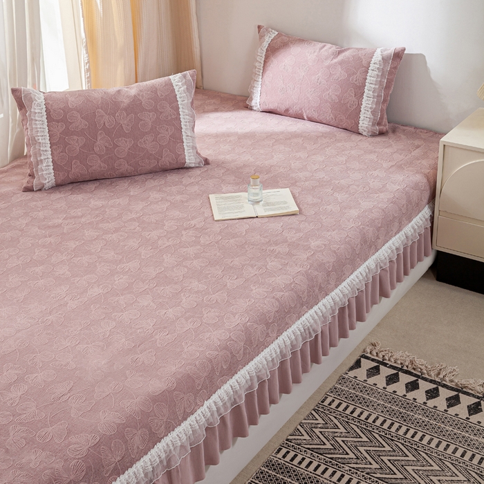 91家纺网 家纺一手货源 找家纺 （总）峻杨 2025新款亲肤透气雪尼尔榻榻米防滑耐磨床盖四季通用高级可定制炕盖-三叶草