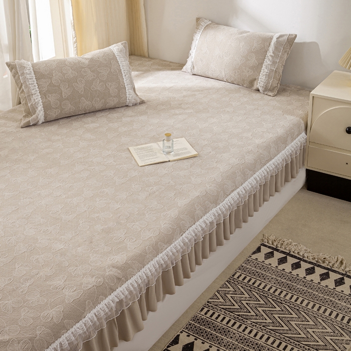 91家纺网 家纺一手货源 找家纺 （总）峻杨 2025新款亲肤透气雪尼尔榻榻米防滑耐磨床盖四季通用高级可定制炕盖-三叶草