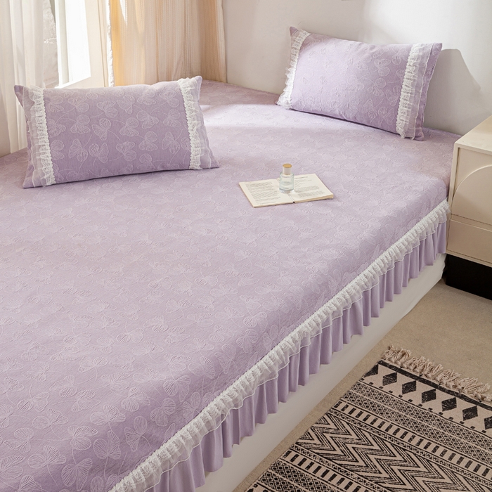 91家纺网 家纺一手货源 找家纺 （总）峻杨 2025新款亲肤透气雪尼尔榻榻米防滑耐磨床盖四季通用高级可定制炕盖-三叶草