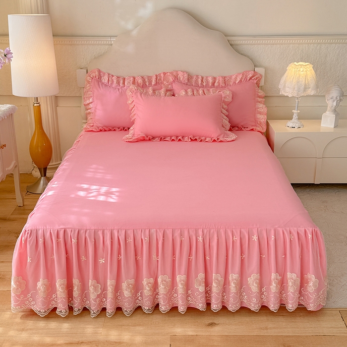 91家纺网 家纺一手货源 找家纺 （总）后庭寝室 2025新款亲肤花边蕾丝床裙四件套-繁花似锦系列