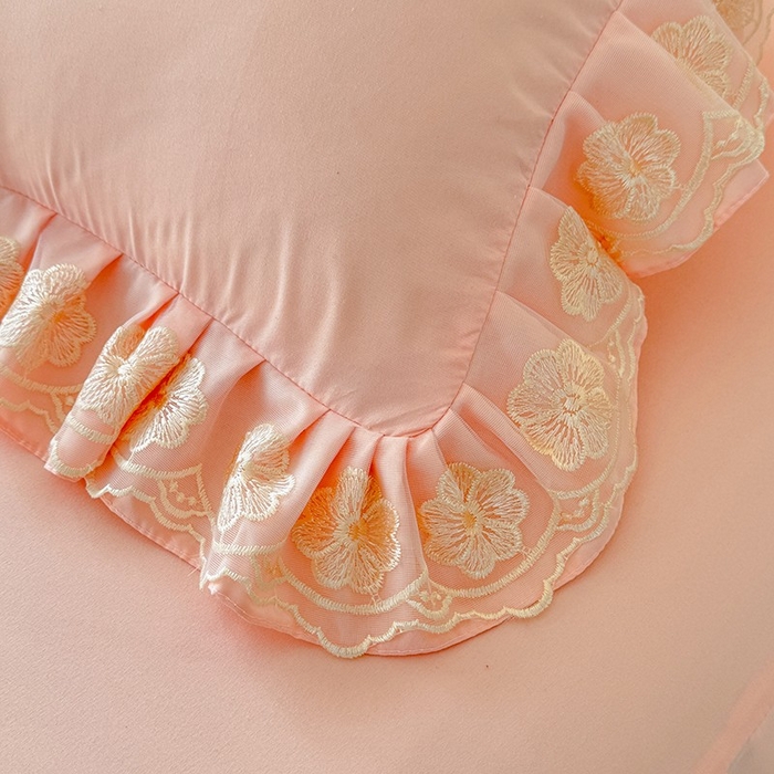 91家纺网 家纺一手货源 找家纺 后庭寝室 2025新款亲肤花边蕾丝床裙四件套-繁花似锦系列 繁花似锦-玉色