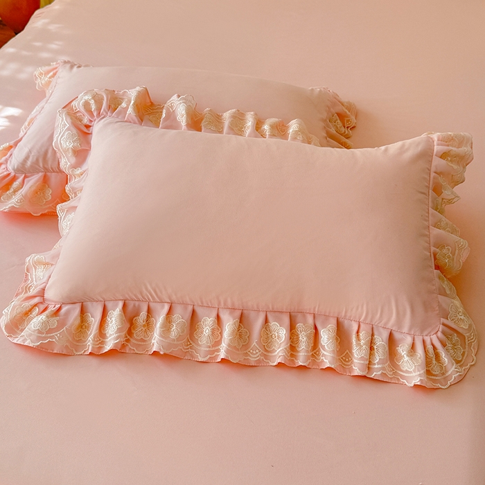 91家纺网 家纺一手货源 找家纺 后庭寝室 2025新款亲肤花边蕾丝床裙四件套-繁花似锦系列 繁花似锦-玉色