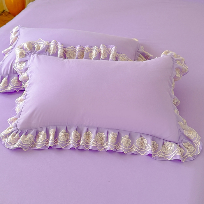 91家纺网 家纺一手货源 找家纺 后庭寝室 2025新款亲肤花边蕾丝床裙四件套-繁花似锦系列 繁花似锦-浅紫