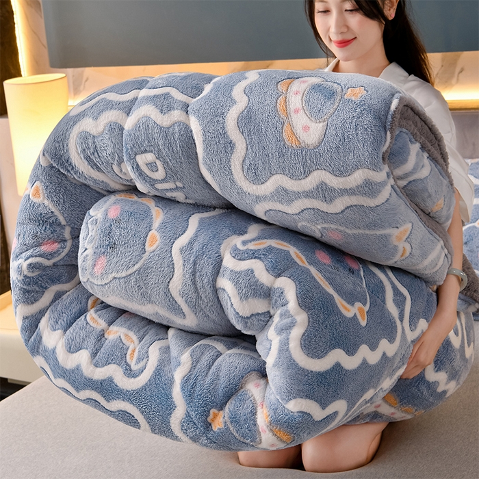 91家纺网 家纺一手货源 找家纺 南北家居 2025新款AB版雪花绒羊羔绒冬被被子被芯 恐龙战队