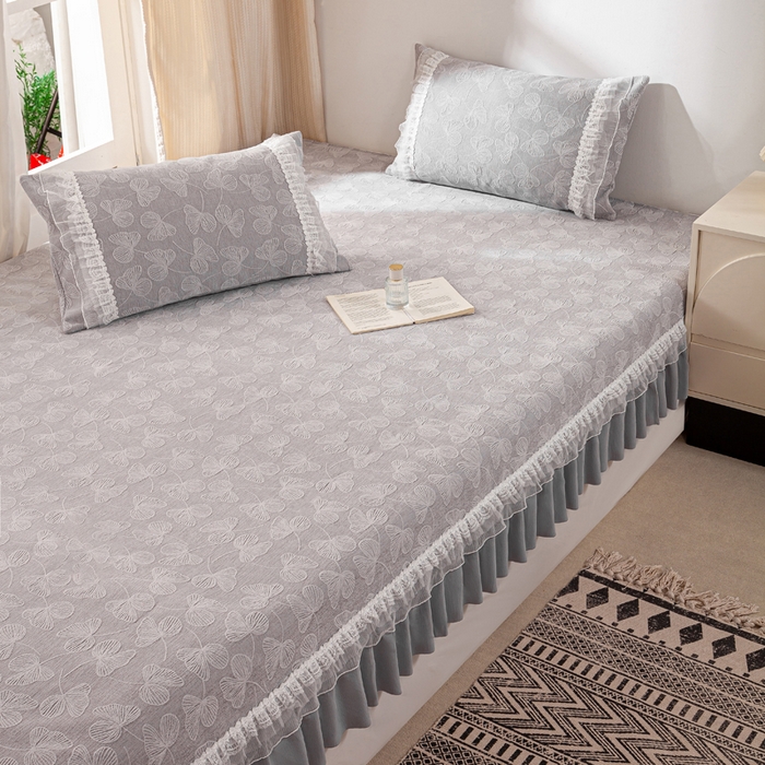 91家纺网 家纺一手货源 找家纺 （总）峻杨 2025新款亲肤透气雪尼尔榻榻米防滑耐磨床盖四季通用高级可定制炕盖-三叶草