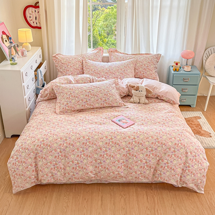 91家纺网 家纺一手货源 找家纺 花梦欣 2025新款全棉印花单品系列-四件套柏林梦境豆沙,柏林梦境豆沙