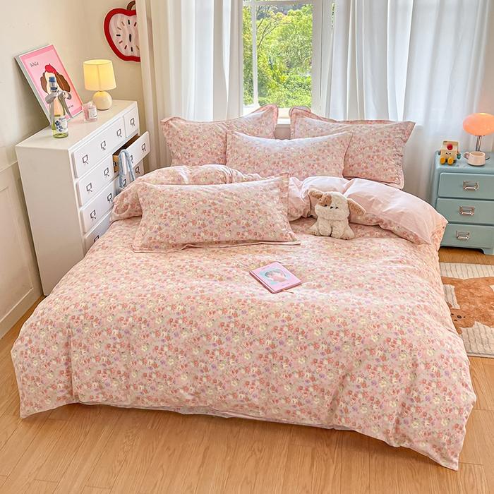 91家纺网 家纺一手货源 找家纺 花梦欣 2025新款全棉印花单品系列-四件套柏林梦境豆沙