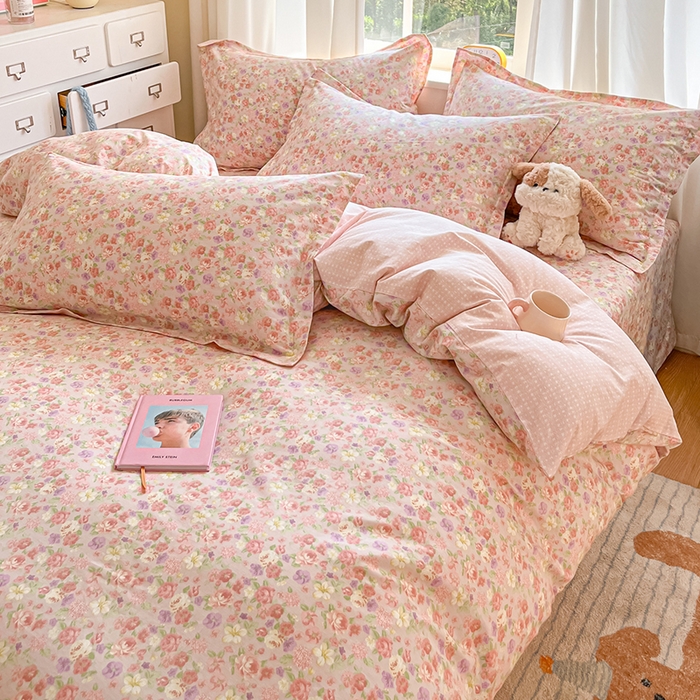 91家纺网 家纺一手货源 找家纺 花梦欣 2025新款全棉印花单品系列-四件套柏林梦境豆沙