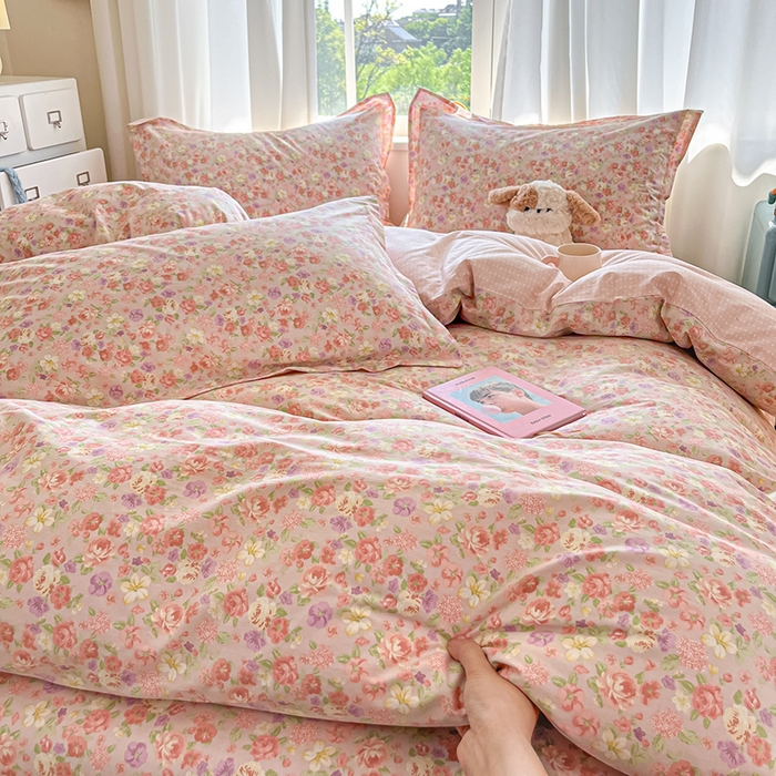 91家纺网 家纺一手货源 找家纺 花梦欣 2025新款全棉印花单品系列-四件套柏林梦境豆沙