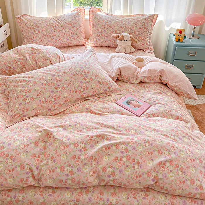 91家纺网 家纺一手货源 找家纺 花梦欣 2025新款全棉印花单品系列-四件套柏林梦境豆沙