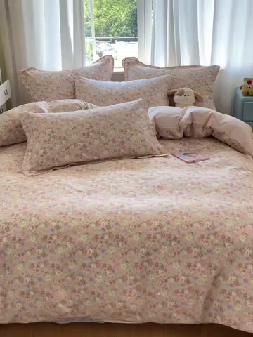 91家纺网 家纺一手货源 找家纺 花梦欣 2025新款全棉印花单品系列-四件套柏林梦境豆沙