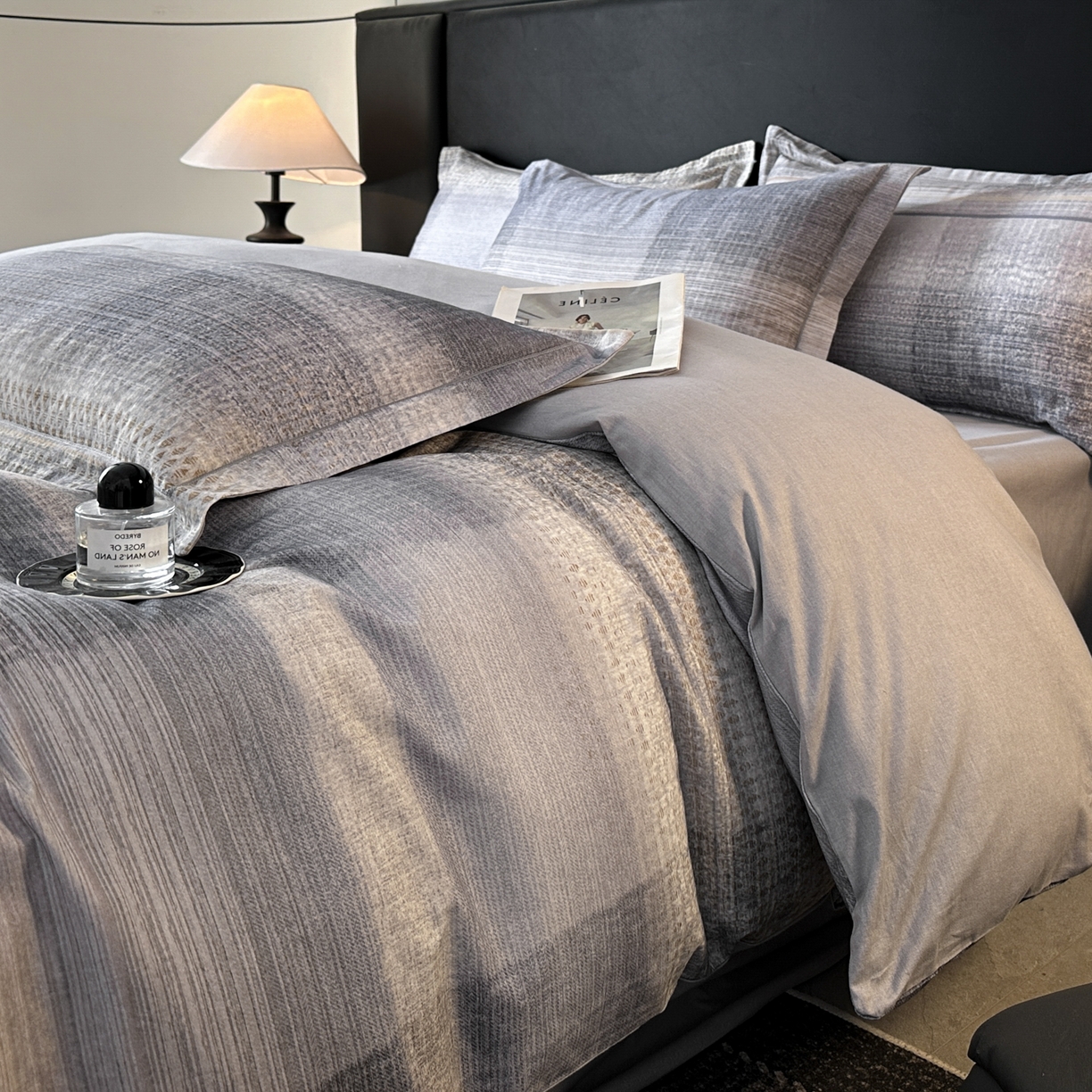 91家纺网 家纺一手货源 找家纺 海洋家纺 2025新款100%全棉磨毛数码印花四件套加厚全棉四件套-提供买家秀 拾光 蓝