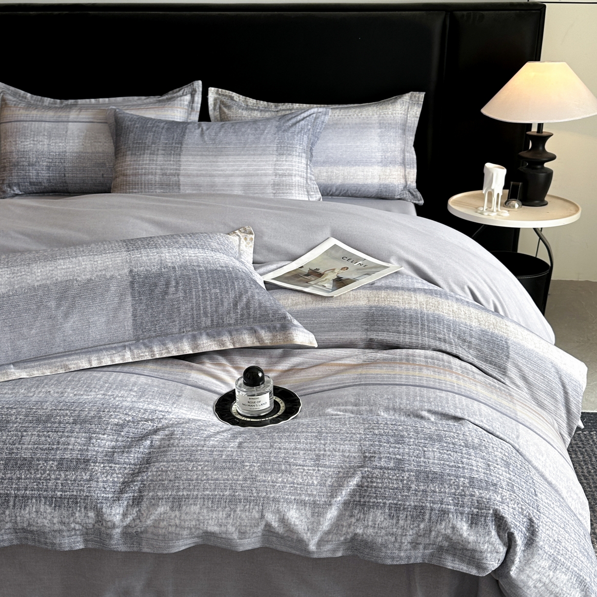 91家纺网 家纺一手货源 找家纺 海洋家纺 2025新款100%全棉磨毛数码印花四件套加厚全棉四件套-提供买家秀 拾光 蓝